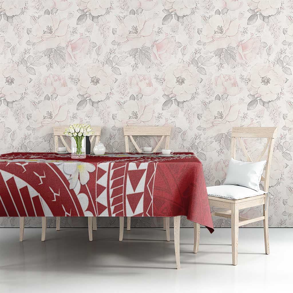 Polynesian Vintage Floral Tablecloth Scarlet Motifs LT7 - Polynesian Pride