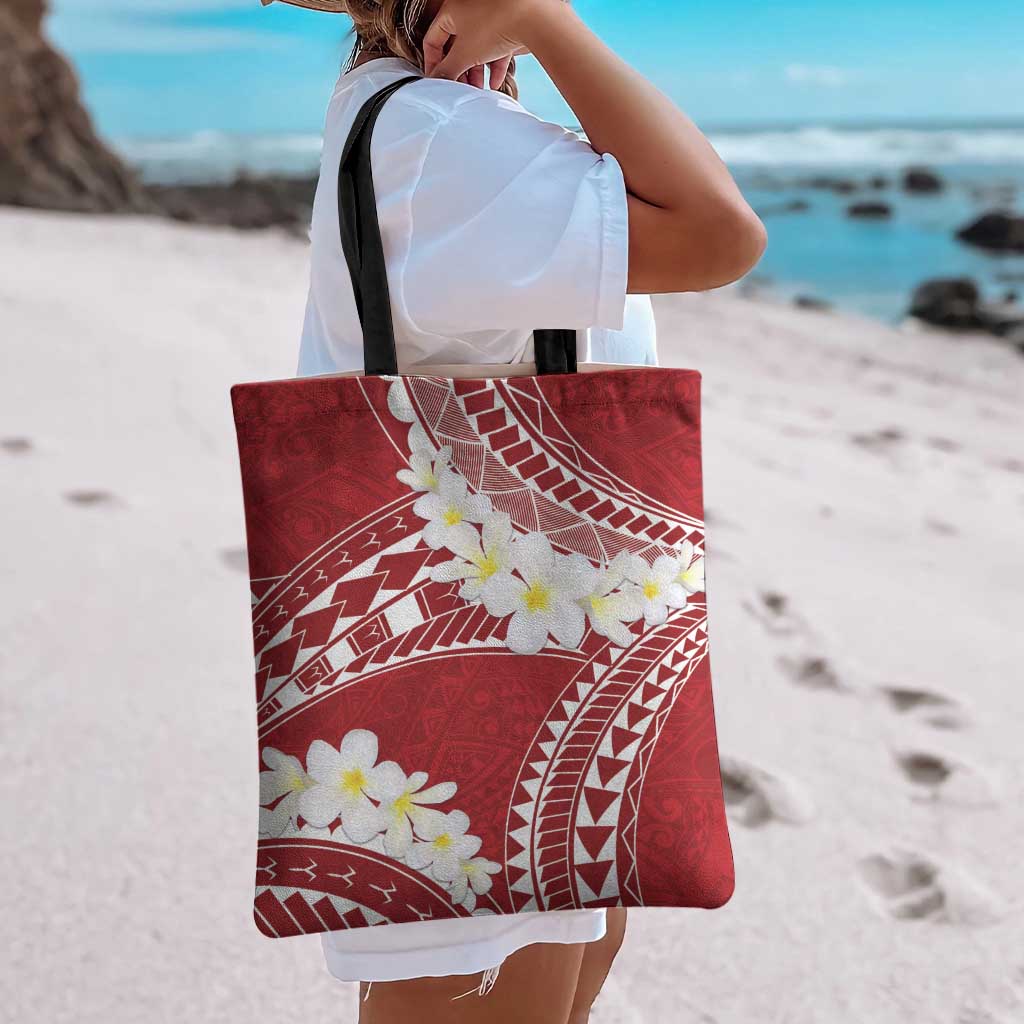 Polynesian Vintage Floral Tote Bag Scarlet Motifs LT7 - Polynesian Pride