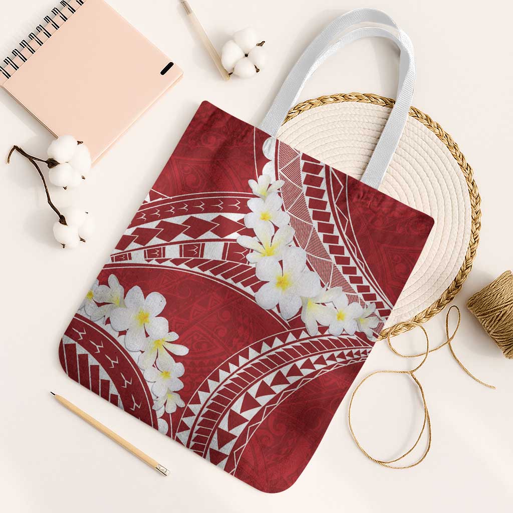 Polynesian Vintage Floral Tote Bag Scarlet Motifs LT7 White Strap One Size Scarlet - Polynesian Pride