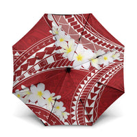 Polynesian Vintage Floral Umbrella Scarlet Motifs LT7 One Size Folded 11.42 inch Opened Diameter 37.4 inch Scarlet - Polynesian Pride
