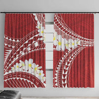 Polynesian Vintage Floral Window Curtain Scarlet Motifs LT7 With Hooks Scarlet - Polynesian Pride
