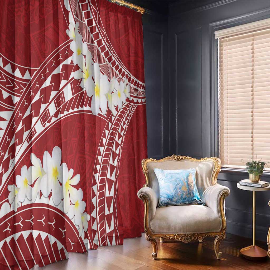 Polynesian Vintage Floral Window Curtain Scarlet Motifs LT7 - Polynesian Pride