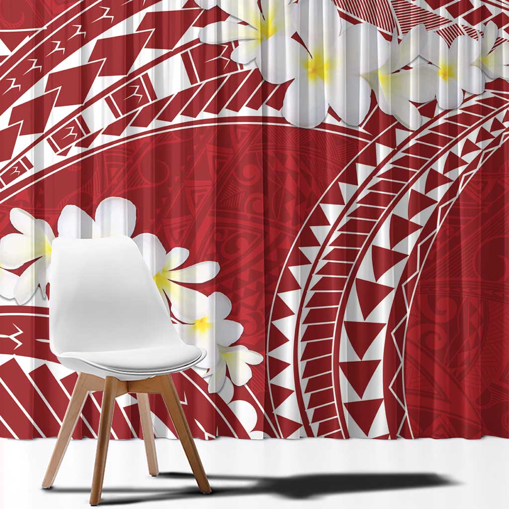 Polynesian Vintage Floral Window Curtain Scarlet Motifs LT7 - Polynesian Pride