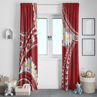 Polynesian Vintage Floral Window Curtain Scarlet Motifs LT7 - Polynesian Pride