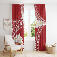 Polynesian Vintage Floral Window Curtain Scarlet Motifs LT7 - Polynesian Pride