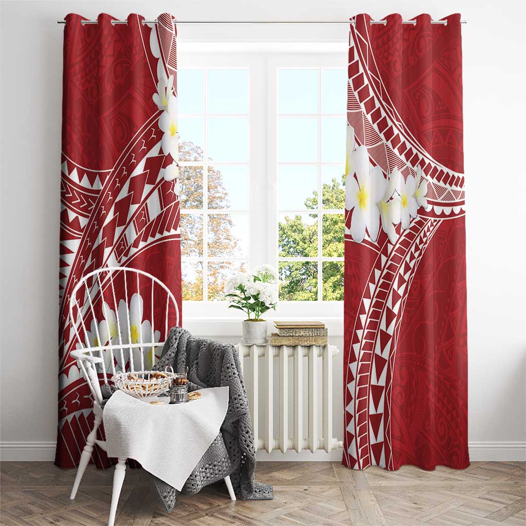 Polynesian Vintage Floral Window Curtain Scarlet Motifs LT7 - Polynesian Pride