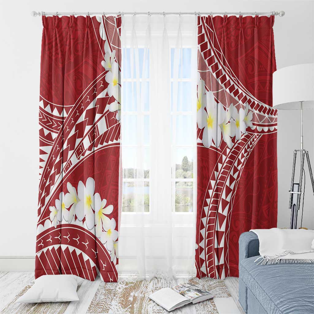 Polynesian Vintage Floral Window Curtain Scarlet Motifs LT7 - Polynesian Pride