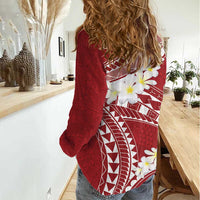 Polynesian Vintage Floral Women Casual Shirt Scarlet Motifs LT7 - Polynesian Pride
