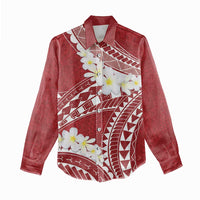 Polynesian Vintage Floral Women Casual Shirt Scarlet Motifs LT7 - Polynesian Pride