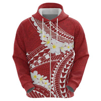Polynesian Vintage Floral Zip Hoodie Scarlet Motifs LT7 - Polynesian Pride