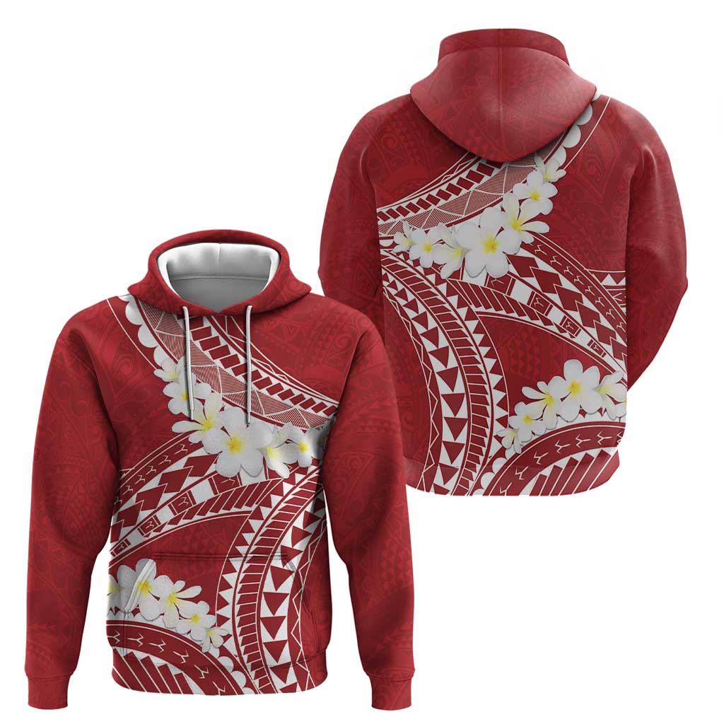 Polynesian Vintage Floral Zip Hoodie Scarlet Motifs LT7 - Polynesian Pride