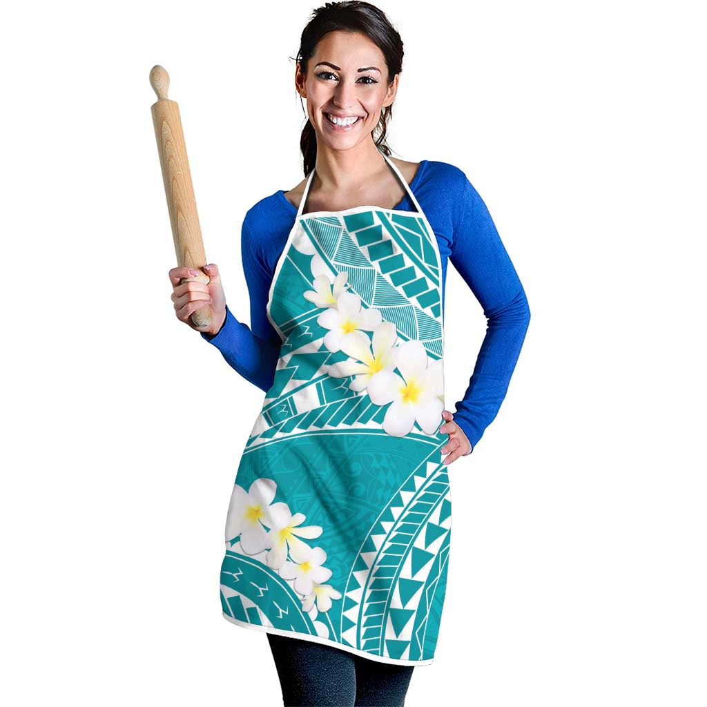 Polynesian Vintage Floral Apron Teal Motifs LT7 - Polynesian Pride