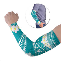 Polynesian Vintage Floral Arm Sleeves Teal Motifs LT7 Set of 2 Teal - Polynesian Pride