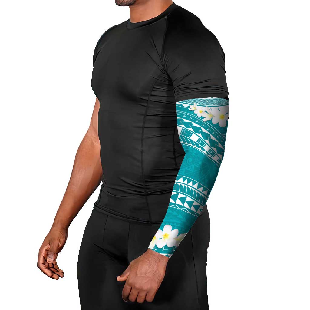 Polynesian Vintage Floral Arm Sleeves Teal Motifs LT7 - Polynesian Pride