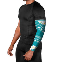 Polynesian Vintage Floral Arm Sleeves Teal Motifs LT7 - Polynesian Pride
