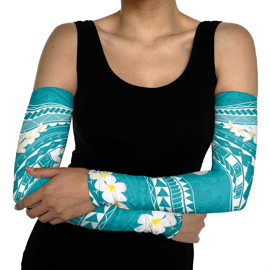 Polynesian Vintage Floral Arm Sleeves Teal Motifs LT7 - Polynesian Pride