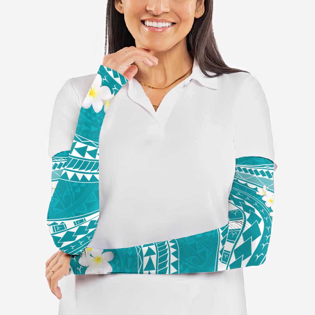 Polynesian Vintage Floral Arm Sleeves Teal Motifs LT7 - Polynesian Pride