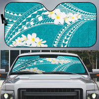 Polynesian Vintage Floral Auto Sun Shade Teal Motifs LT7 Teal - Polynesian Pride