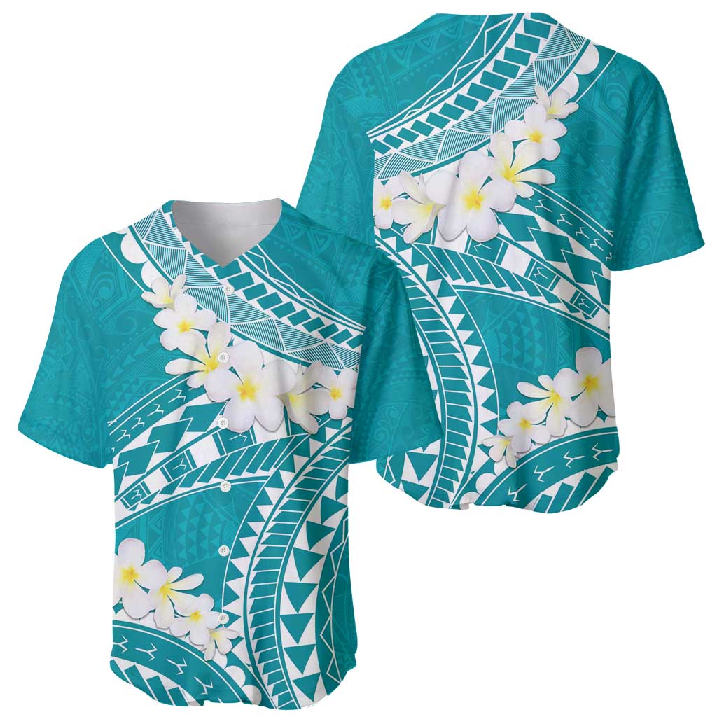 Polynesian Vintage Floral Baseball Jersey Teal Motifs LT7 - Polynesian Pride