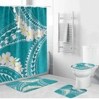 Polynesian Vintage Floral Bathroom Set Teal Motifs LT7 Bathroom Set (4 pcs) Teal - Polynesian Pride