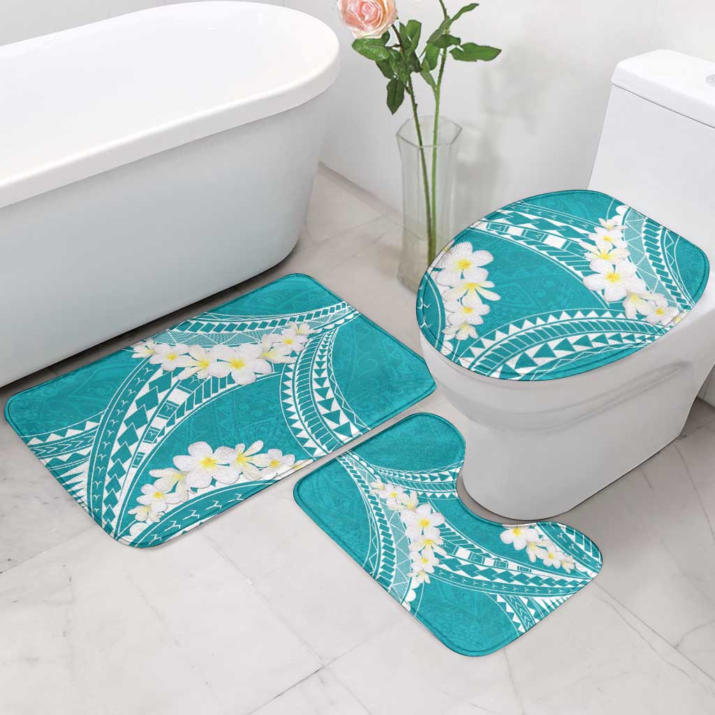 Polynesian Vintage Floral Bathroom Set Teal Motifs LT7 - Polynesian Pride