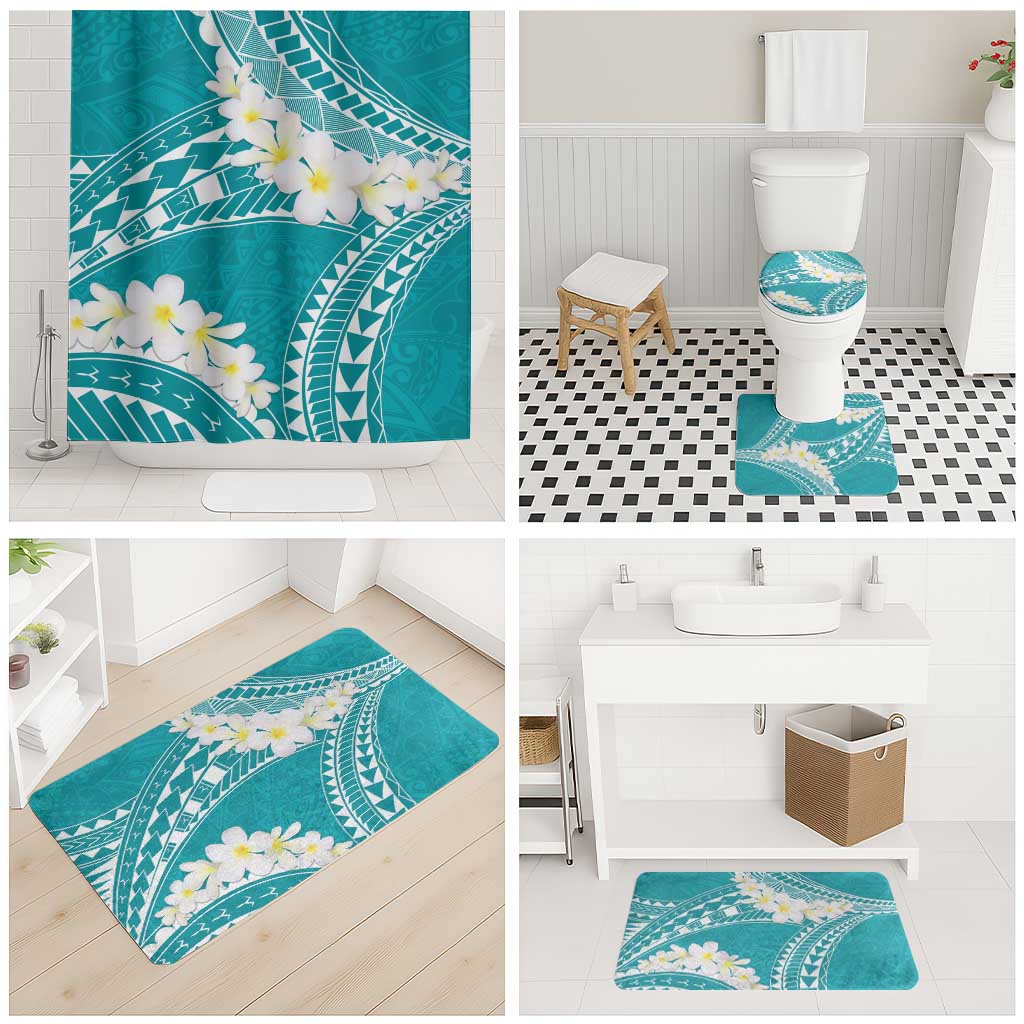 Polynesian Vintage Floral Bathroom Set Teal Motifs LT7 - Polynesian Pride