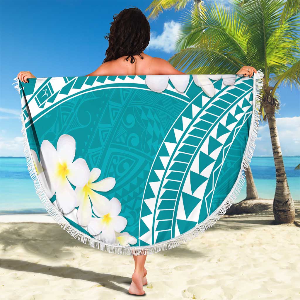 Polynesian Vintage Floral Beach Blanket Teal Motifs LT7 - Polynesian Pride