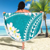 Polynesian Vintage Floral Beach Blanket Teal Motifs LT7 - Polynesian Pride