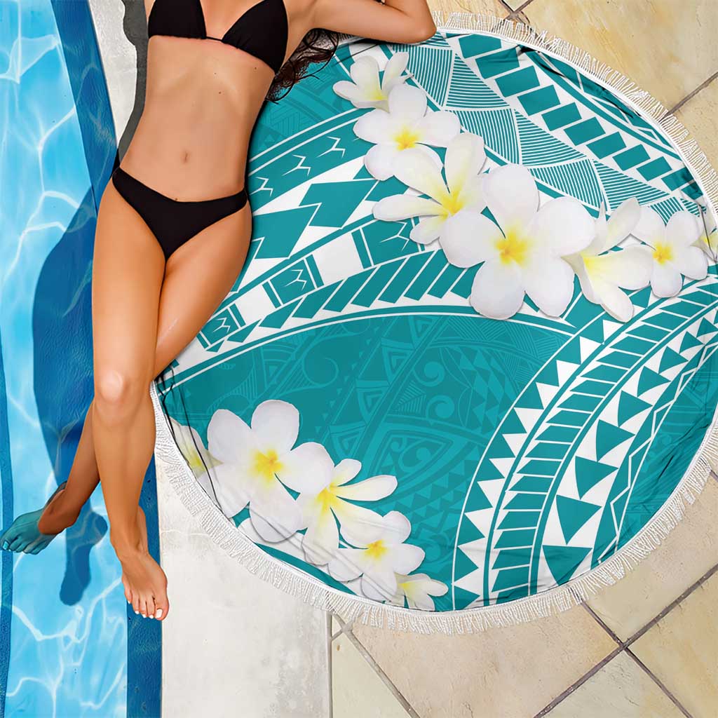 Polynesian Vintage Floral Beach Blanket Teal Motifs LT7 - Polynesian Pride