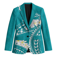 Polynesian Vintage Floral Blazer Teal Motifs LT7 Unisex Teal - Polynesian Pride