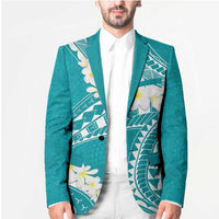 Polynesian Vintage Floral Blazer Teal Motifs LT7 - Polynesian Pride