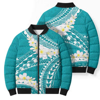 Polynesian Vintage Floral Bomber Puffer Jacket Teal Motifs LT7 - Polynesian Pride