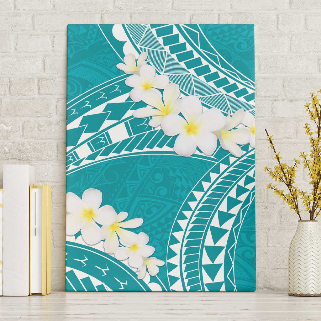Polynesian Vintage Floral Canvas Wall Art Teal Motifs LT7 Without Frame Teal - Polynesian Pride