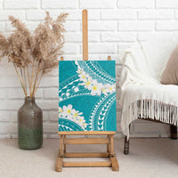 Polynesian Vintage Floral Canvas Wall Art Teal Motifs LT7 - Polynesian Pride