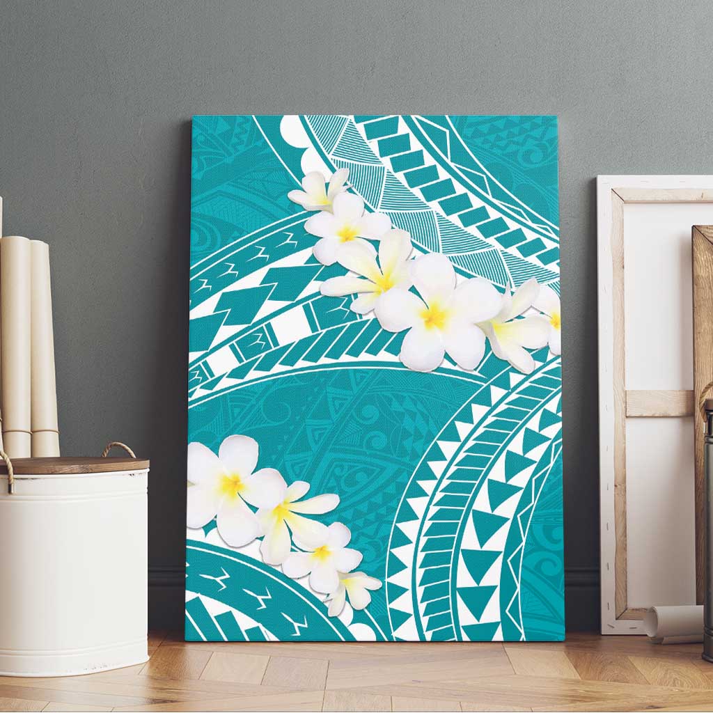 Polynesian Vintage Floral Canvas Wall Art Teal Motifs LT7 - Polynesian Pride