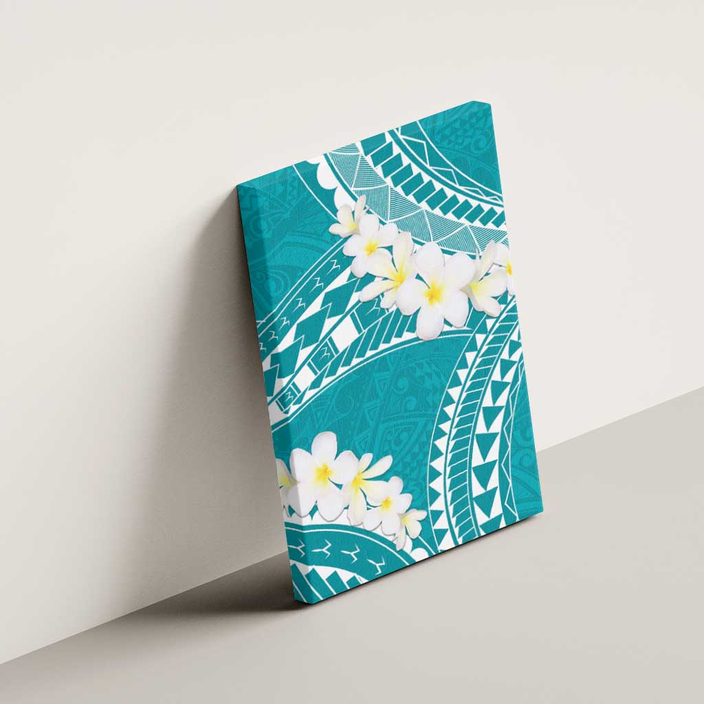 Polynesian Vintage Floral Canvas Wall Art Teal Motifs LT7 - Polynesian Pride