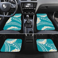 Polynesian Vintage Floral Car Mats Teal Motifs LT7 Set 4pcs Teal - Polynesian Pride