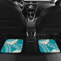 Polynesian Vintage Floral Car Mats Teal Motifs LT7 Set 2pcs - Back Teal - Polynesian Pride