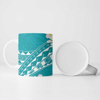 Polynesian Vintage Floral Ceramic Mug Teal Motifs LT7 - Polynesian Pride