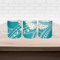 Polynesian Vintage Floral Ceramic Mug Teal Motifs LT7 - Polynesian Pride