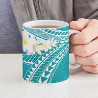 Polynesian Vintage Floral Ceramic Mug Teal Motifs LT7 - Polynesian Pride