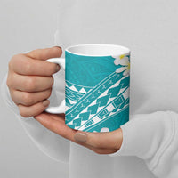 Polynesian Vintage Floral Ceramic Mug Teal Motifs LT7 - Polynesian Pride