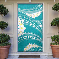 Polynesian Vintage Floral Door Cover Teal Motifs LT7 Teal - Polynesian Pride