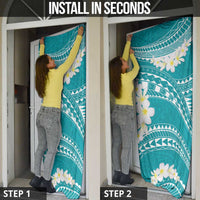 Polynesian Vintage Floral Door Cover Teal Motifs LT7 - Polynesian Pride