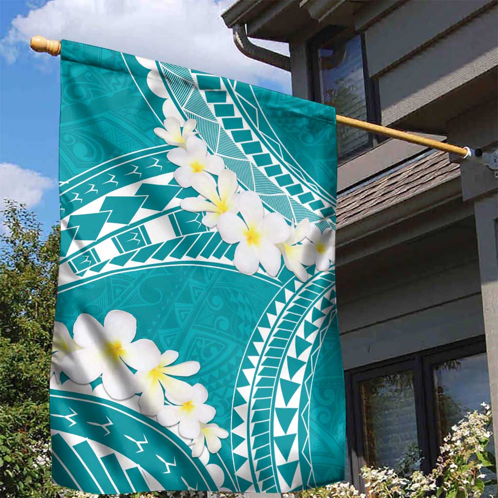 Polynesian Vintage Floral Garden Flag Teal Motifs LT7 - Polynesian Pride