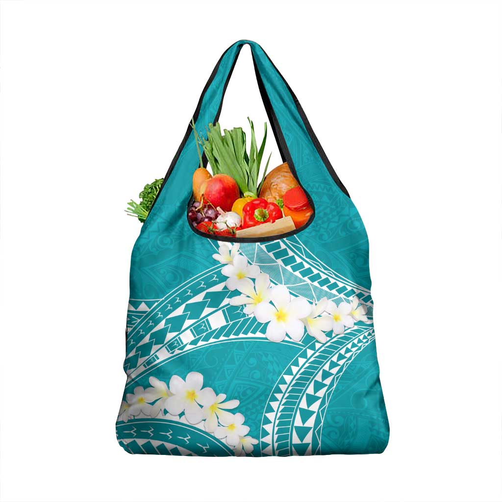 Polynesian Vintage Floral Grocery Bag Teal Motifs LT7 1-pack One Size Teal - Polynesian Pride