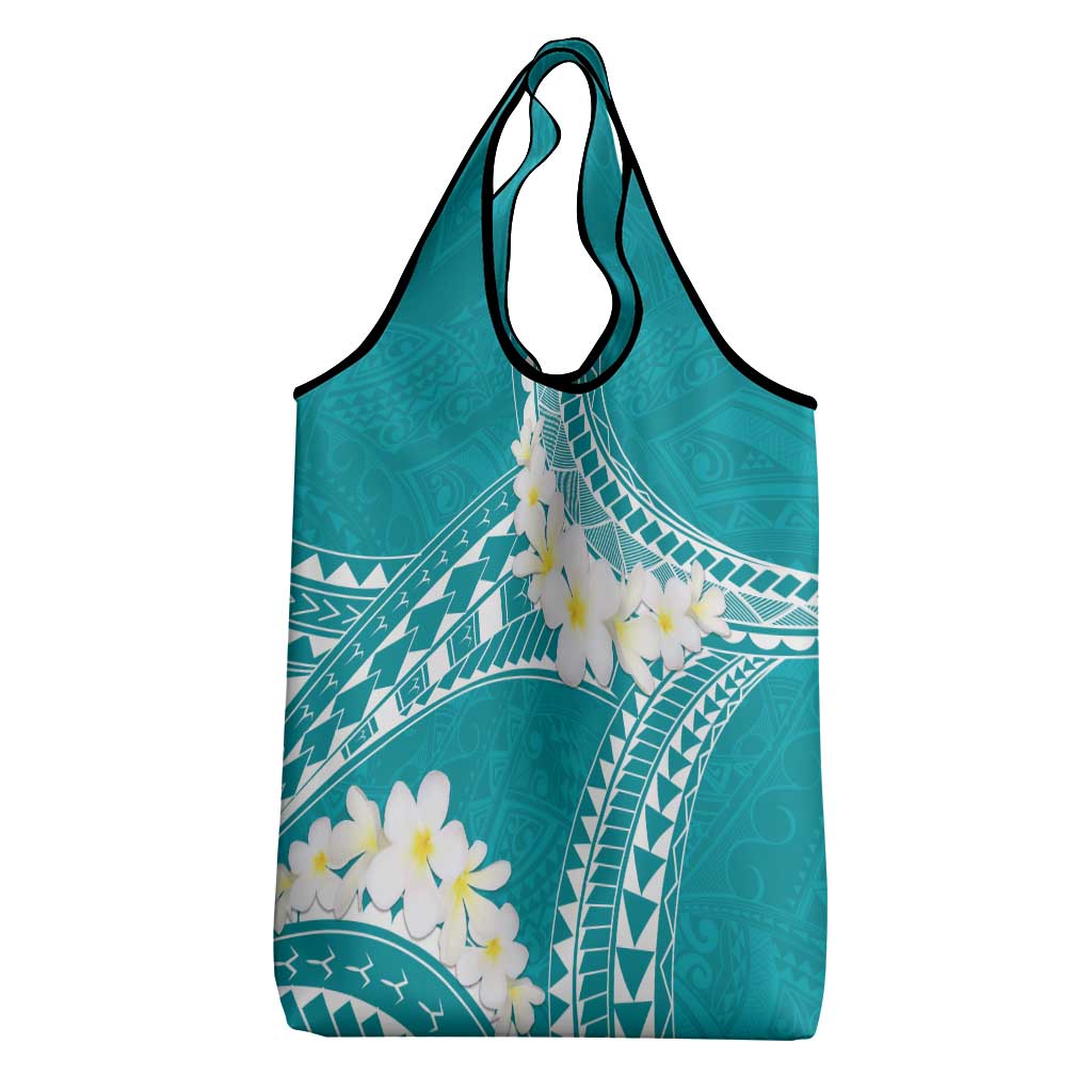 Polynesian Vintage Floral Grocery Bag Teal Motifs LT7 - Polynesian Pride