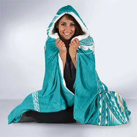 Polynesian Vintage Floral Hooded Blanket Teal Motifs LT7 - Polynesian Pride