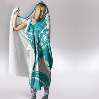 Polynesian Vintage Floral Hooded Blanket Teal Motifs LT7 - Polynesian Pride
