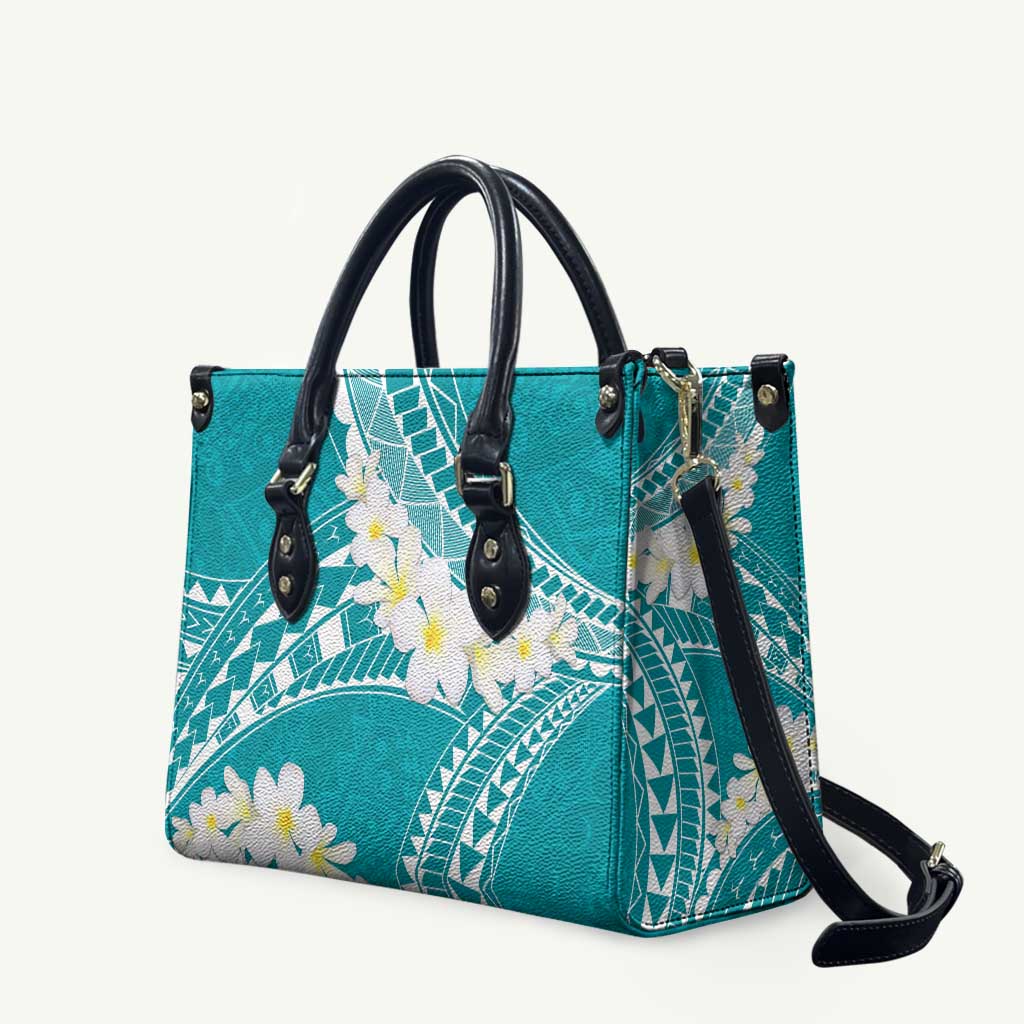 Polynesian Vintage Floral Leather Bag Teal Motifs LT7 Teal - Polynesian Pride